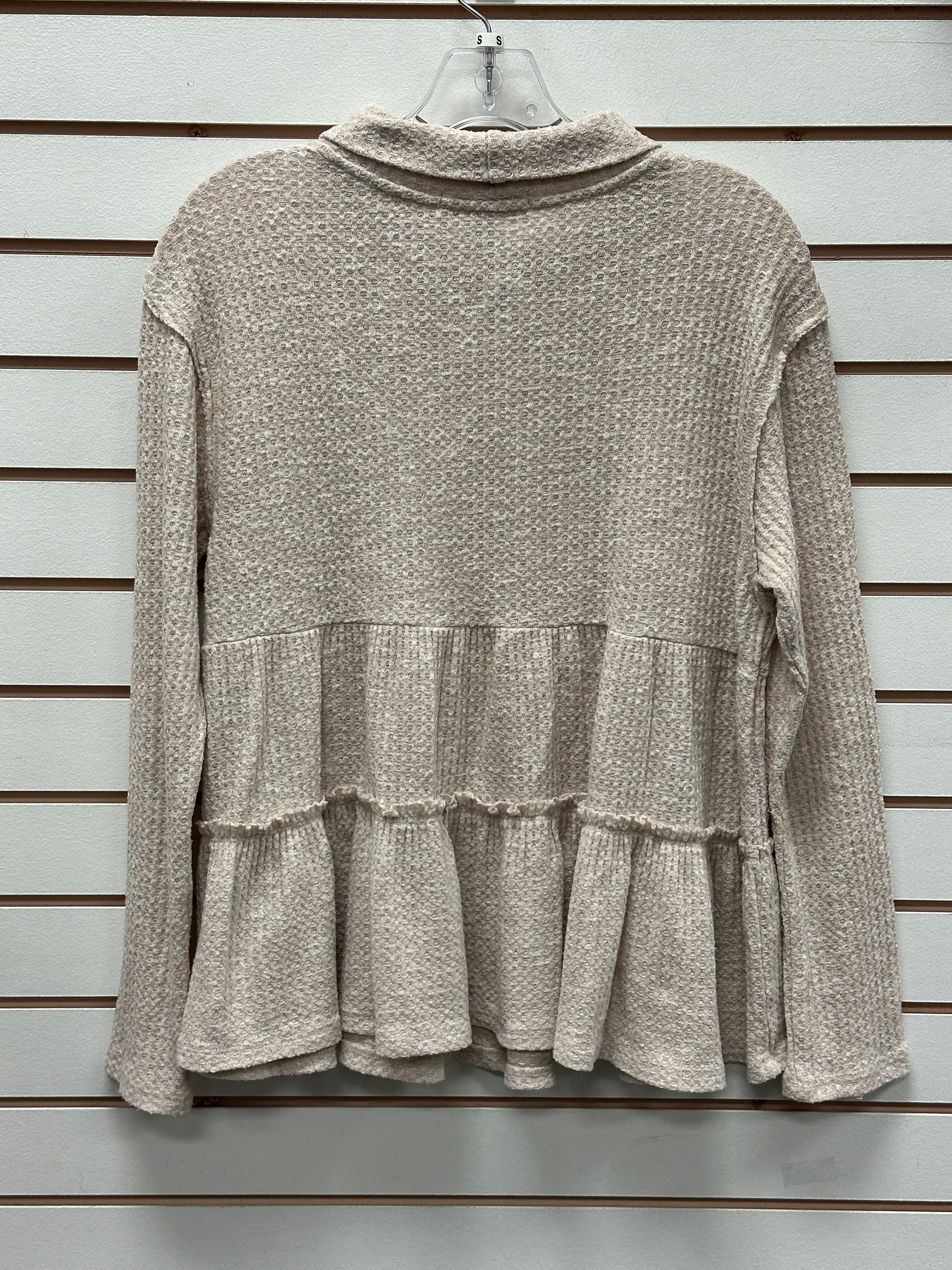 Eri + Ali cream Waffle knit Peplum top (S)